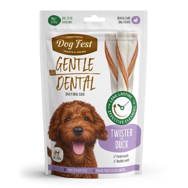 تشویقی پیچی دنتال اردک 90 گرمی 13 سانتی Dog fest