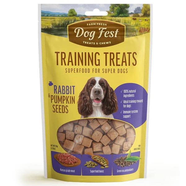 تشویقی نرم تربیتی طعم خرگوش و کدو حلوایی 90 گرمی Dog fest