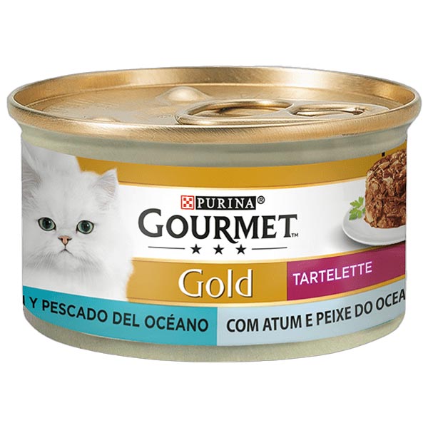 کنسرو گربه ماهی تن و ماهی اقیانوس کیک 85گرمی Gourmet Gold
