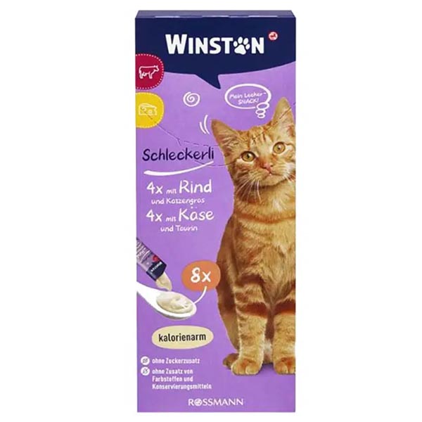 بستنی گربه پک 8عددی طعم گوشت و پنیر Winston