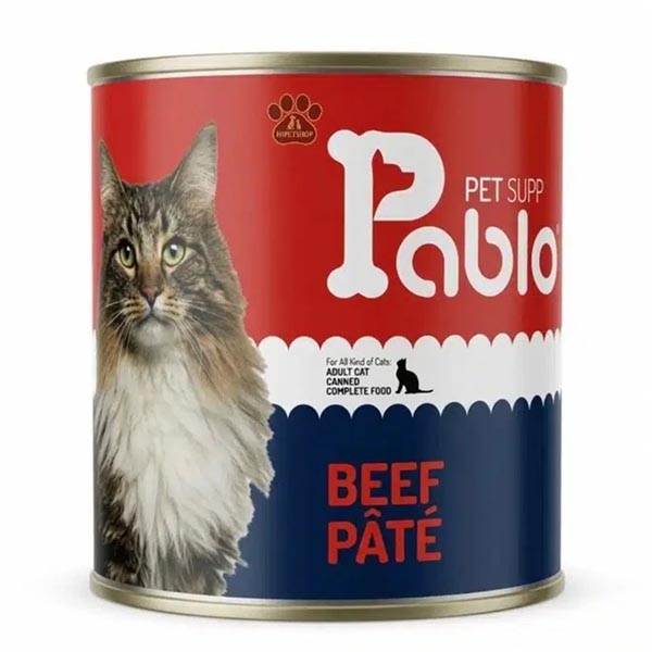 کنسرو پته الترا پرمیوم گربه 800 گرمی طعم گوشت گاو  پابلو Pablo