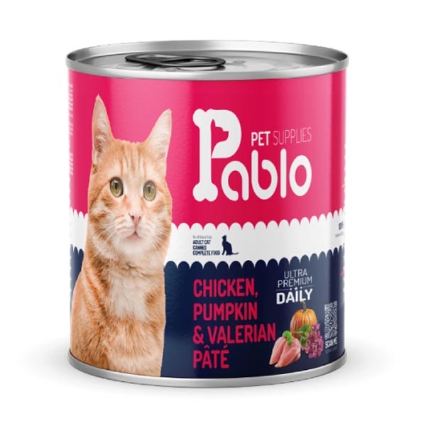 کنسرو پته الترا پرمیوم گربه 800 گرمی طعم گوشت گاو و مرغ و کدو تنبل و سنبل الطیب پابلو Pablo