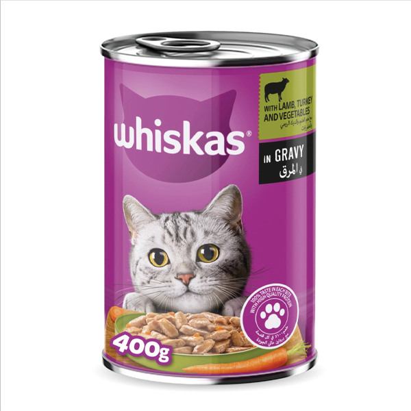 کنسرو 400 گرمی چانکی طعم بره و بوقلمون سبزیجات whiskas