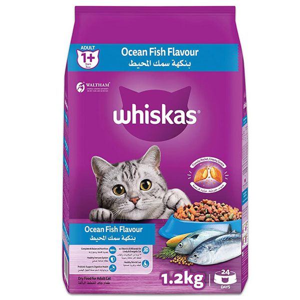 غذای خشک مغزدار گربه 1.2 کیلویی ماهی اقیانوس Whiskas