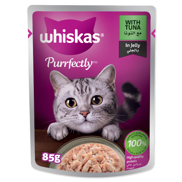 پوچ گربه طعم تن در ژله 85 گرمی whiskas purrfectly