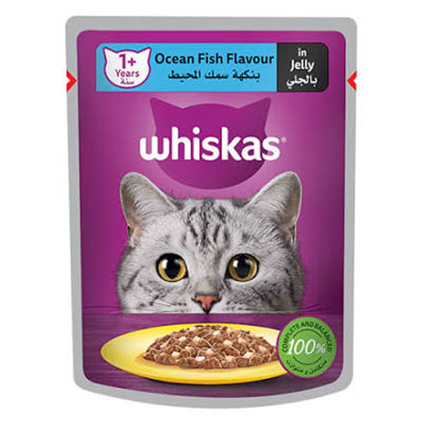 پوچ گربه طعم ماهی اقیانوس در ژله 80 گرمی whiskas