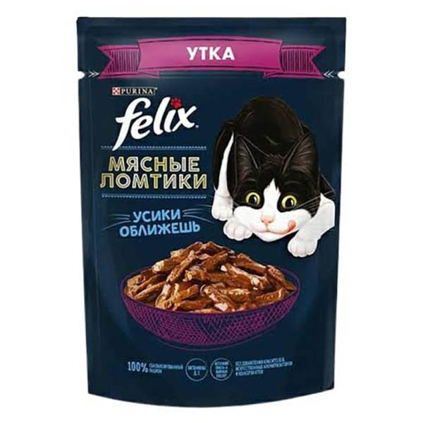 پوچ گربه بالغ 75 گرمی طعم اردک در سس Felix