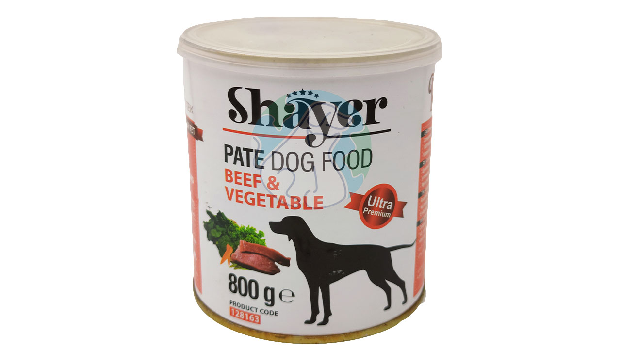 کنسرو پته سگ طعم گوشت و سبزیجات 800گرمی Shayer