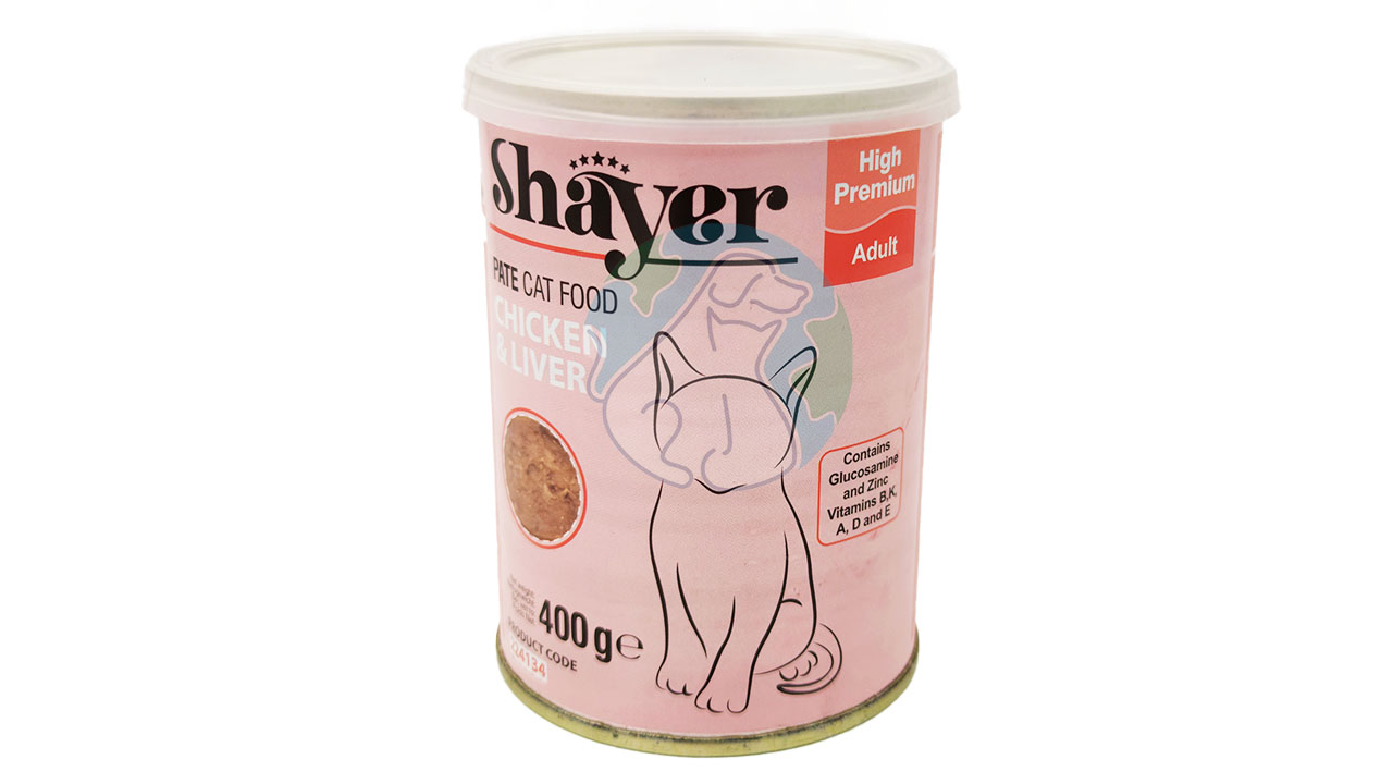 کنسرو پته گربه طعم مرغ و جگر 400گرمی Shayer