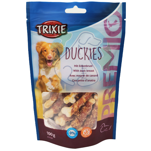 تشویقی کلسیمی دورپیچ اردک 100گرمی Duckies Trixie