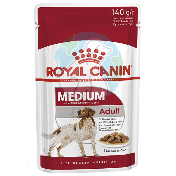 پوچ سگ چانکی 140گرمی Medium adult royal canin