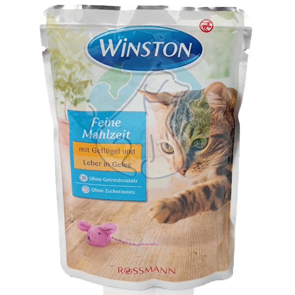 پوچ گربه بالغ مرغ و جگر ژله ای 100گرمی Winston