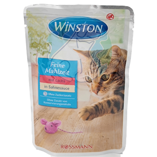 پوچ گربه بالغ ماهی سالمون و سس خامه 100گرمی Winston