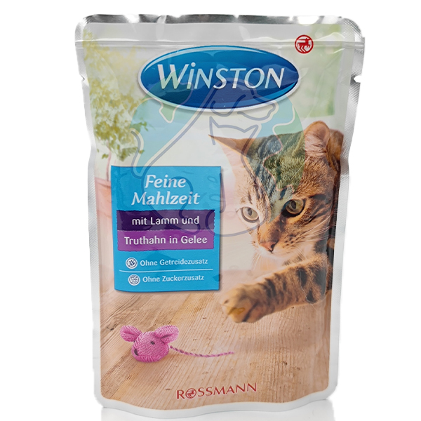 پوچ گربه بالغ بره و بوقلمون ژله ای 100گرمی Winston