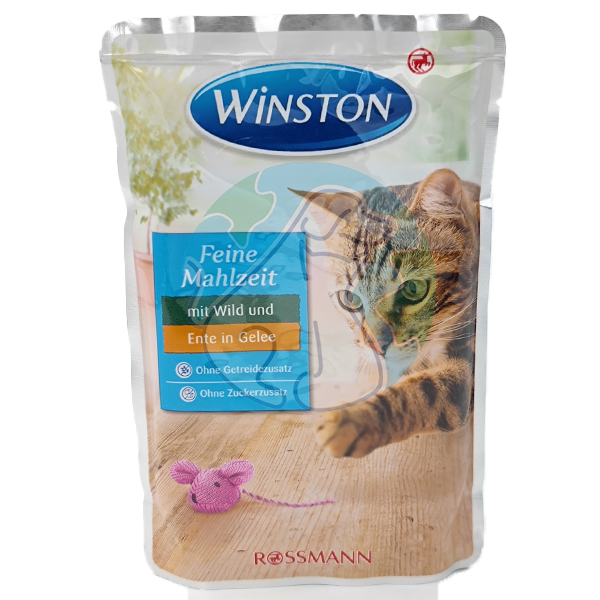 پوچ گربه بالغ گراز و اردک ژله ای 100گرمی Winston