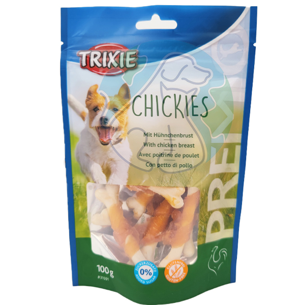 تشویقی کلسیمی دورپیچ مرغ 100گرمی Chickies Trixie
